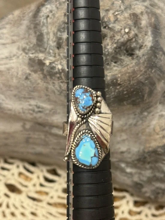 GOLDEN HILLS TURQUOISE 925 STERLING SILVER ADJUSTABLE RING - Picture 6 of 17